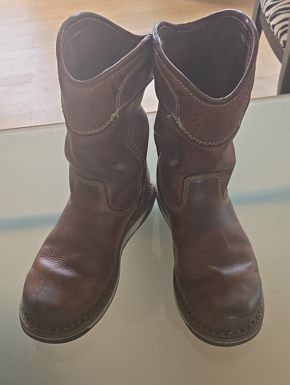 Georgia Boot Brown Pull-On Cowboy Work Boots